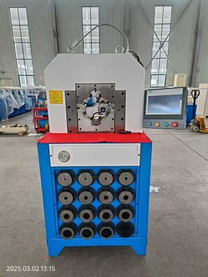 Ultra-thin 2 Inch PLC Control Systerm 300 ชิ้น / ชั่วโมง โดยไม่ต้องเปลี่ยนเร็ว Mold เครื่องมือ Hydraulic Hose Pressing Machine Hydraulic Fitting Press กลมแขนใหญ่