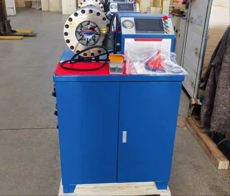 Siemens Touch Screen 2 Inch High Model Blue Color 10 Dies Hose Crimper / Rubber Hose Crimping Machine ผลงานที่น่าเชื่อถือได้ ด้วยแรงบด 600T
