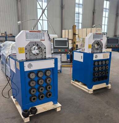 3 Inch Super Thickness Model 220v/380v Hydraulic Hose Crimping Machine With 2800KN Crimping Force PLC/botton Control System And 6-76mm Crimping Range 15 Dies