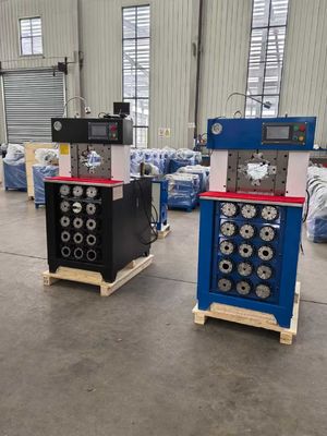 3 นิ้วปรับปรุงระบบควบคุม PLC การเปลี่ยนแปลงเร็วเครื่องมือหม้อเครื่องมือ Hose Crimping เครื่องกระบวนการกับยับยั้งแรง Crimping เร็ว 1500T