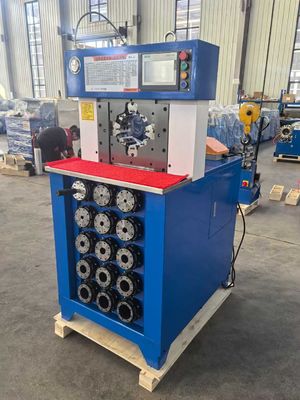 ราคาดี สีน้ําเงิน 3 นิ้ว ระบบควบคุม PLC 6 - 76 มิลลิเมตร AC Hose Crimping Machine สําหรับ Crimping ประสิทธิภาพ ออนไลน์