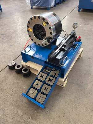 2 Inch Blue Color High Efficiency 600T Manual Hose Crimping Machine 0 Voltage With 6-51mm Crimping Range And 10 Interchangeable Dies