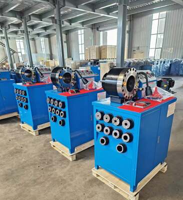ราคาดี เครื่องอัดสายยาง 2 นิ้ว 600T รุ่นสูง สีน้ำเงิน มอเตอร์ 3kw ระบบควบคุมด้วยปุ่ม แรงดันไฟฟ้า 220v/240v/380v/415v ช่วงการอัด 6-51 มม. พร้อมหัวอัด 10 ขนาด ออนไลน์